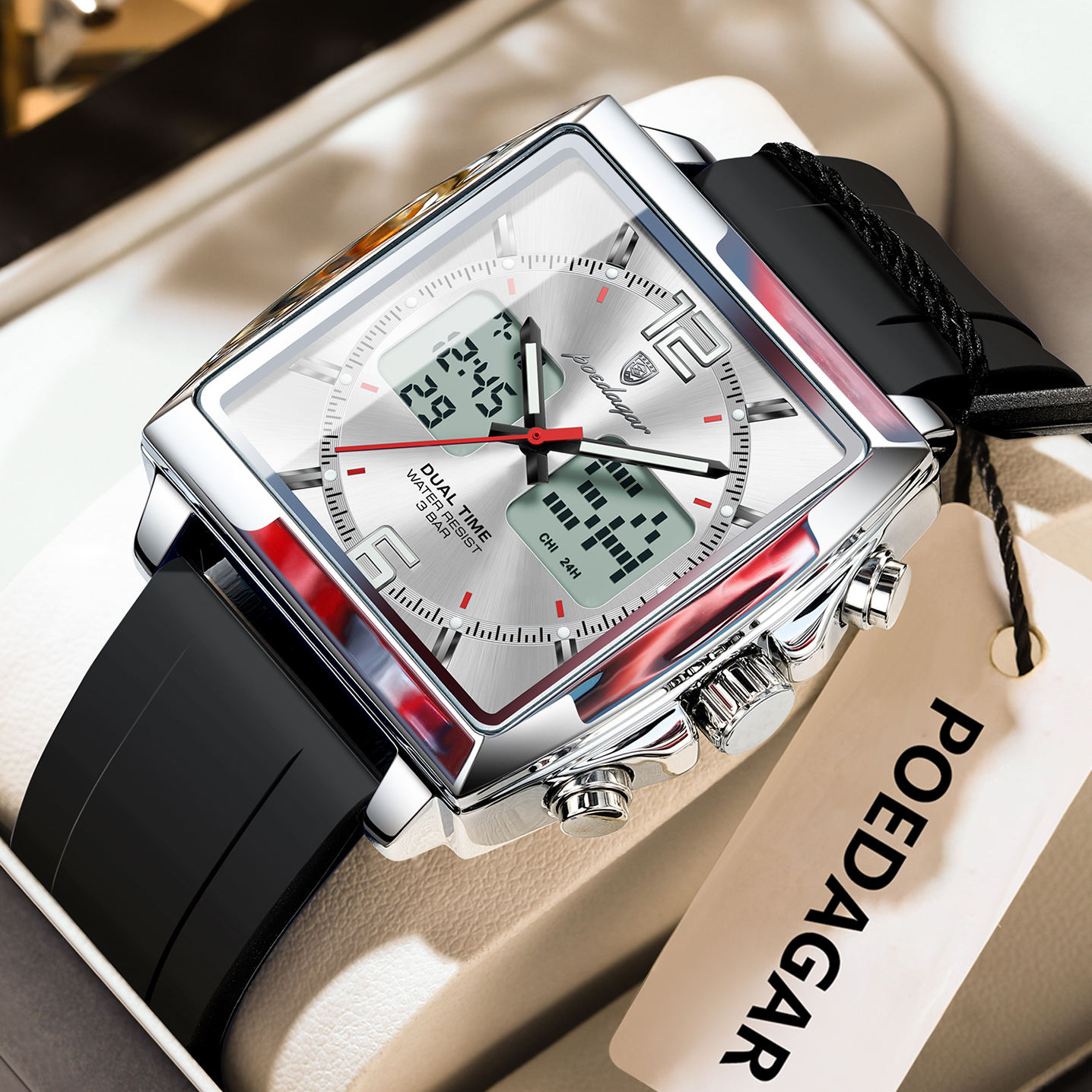 Poedagar E109 Men's watch SilverBlack