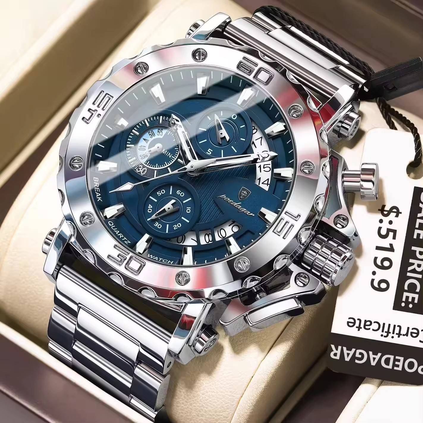 Poedagar 892 Business Style Men's Watch SilverBlue