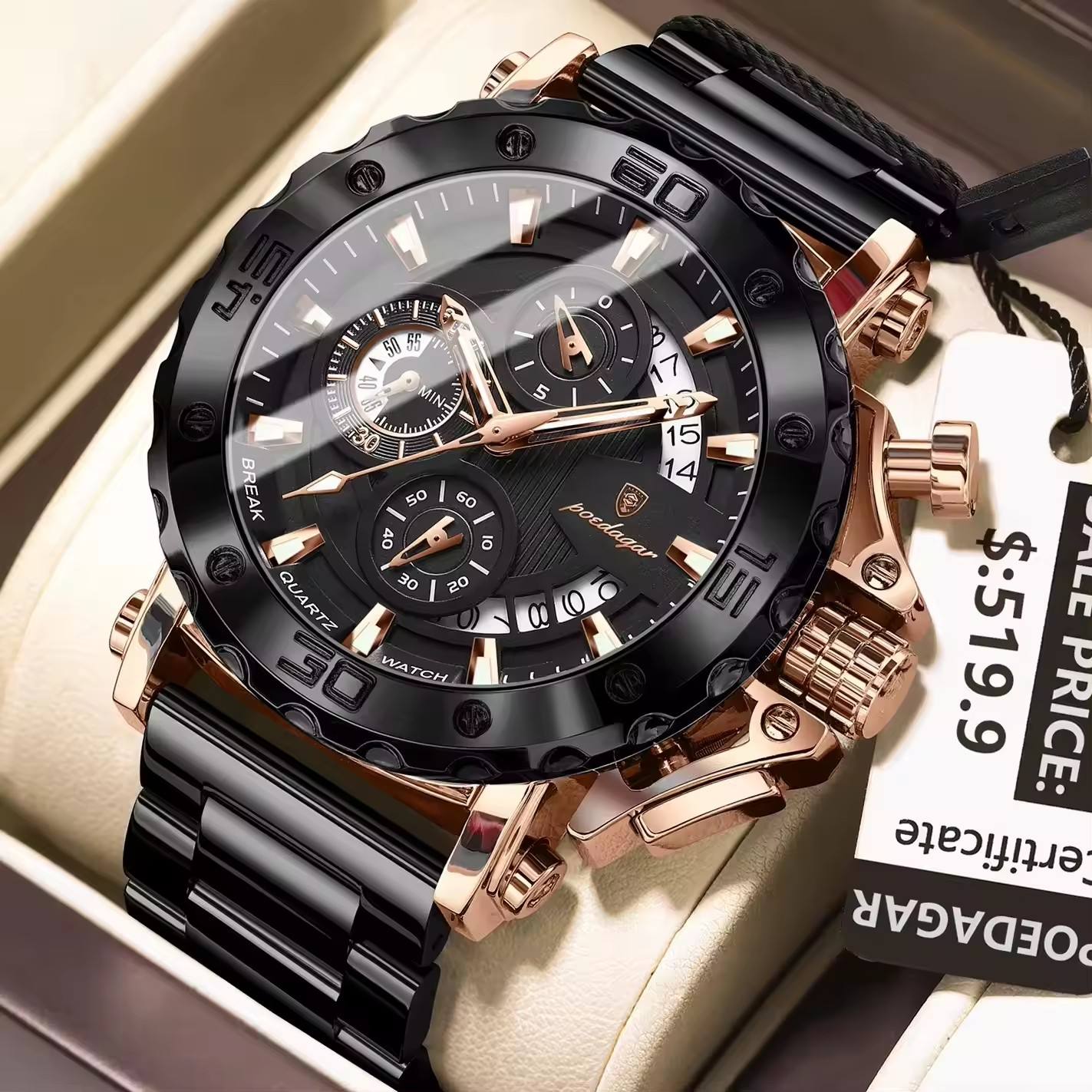 Poedagar 892 Business Style Men's Watch BlackRose