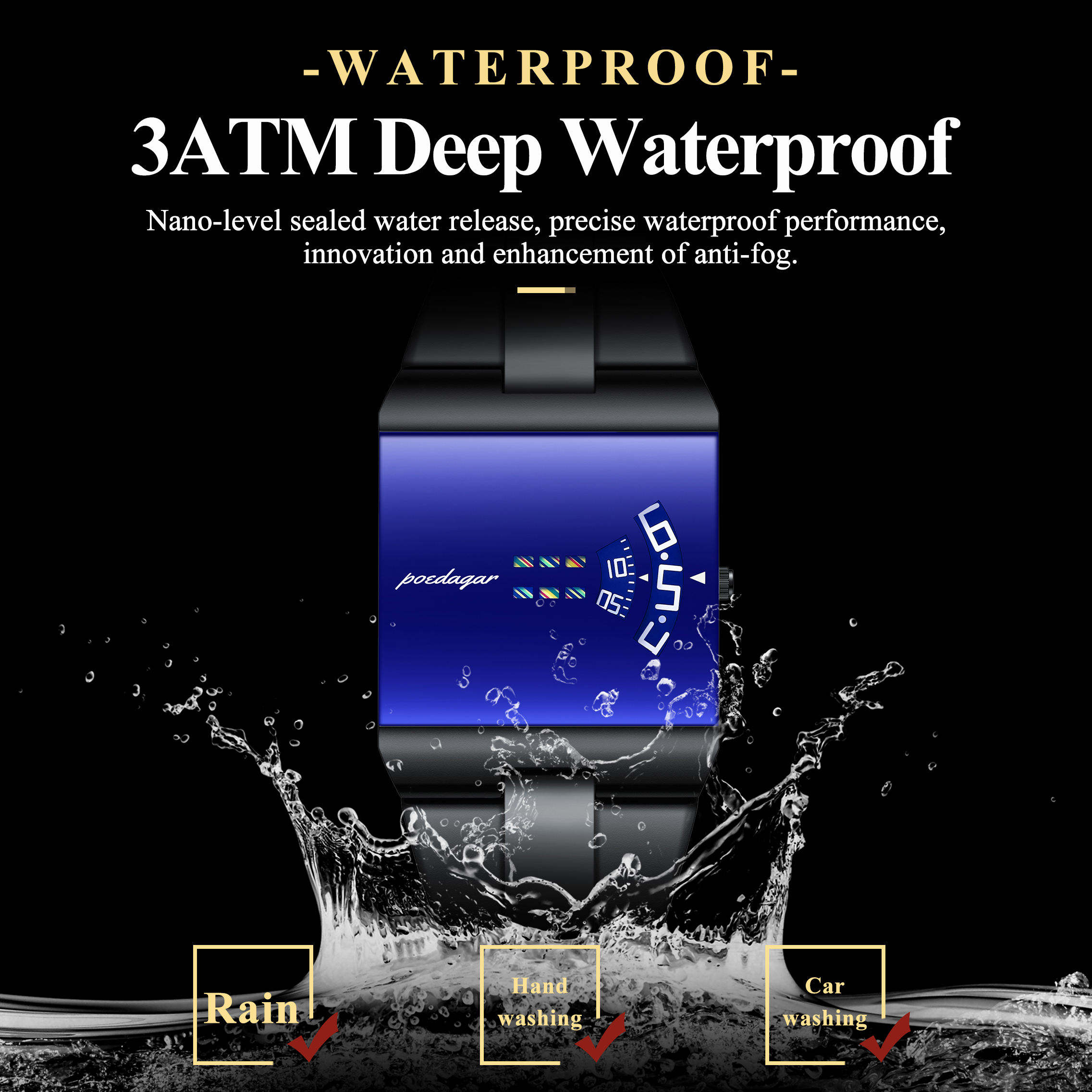 Poedagar 857 Men's watch BlackBlue thumbnail 3