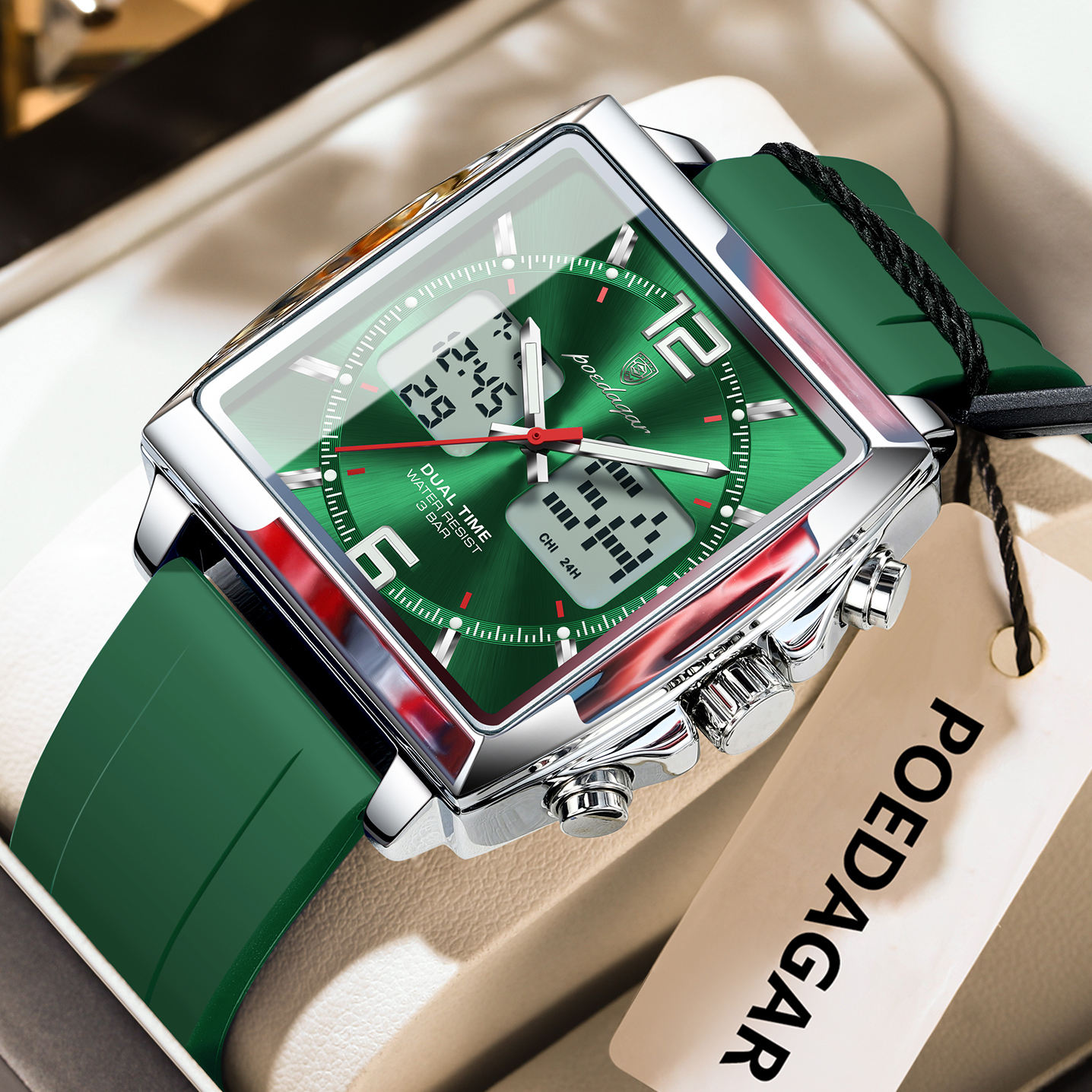 Poedagar E109 Men's watch SilverGreen