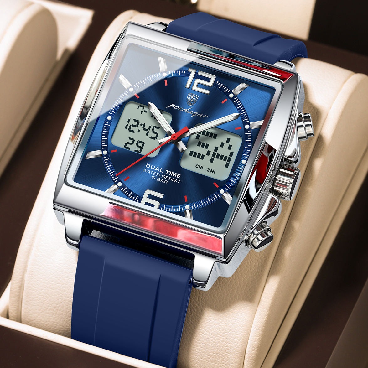 Poedagar E109 Men's watch SilverBlue thumbnail 5