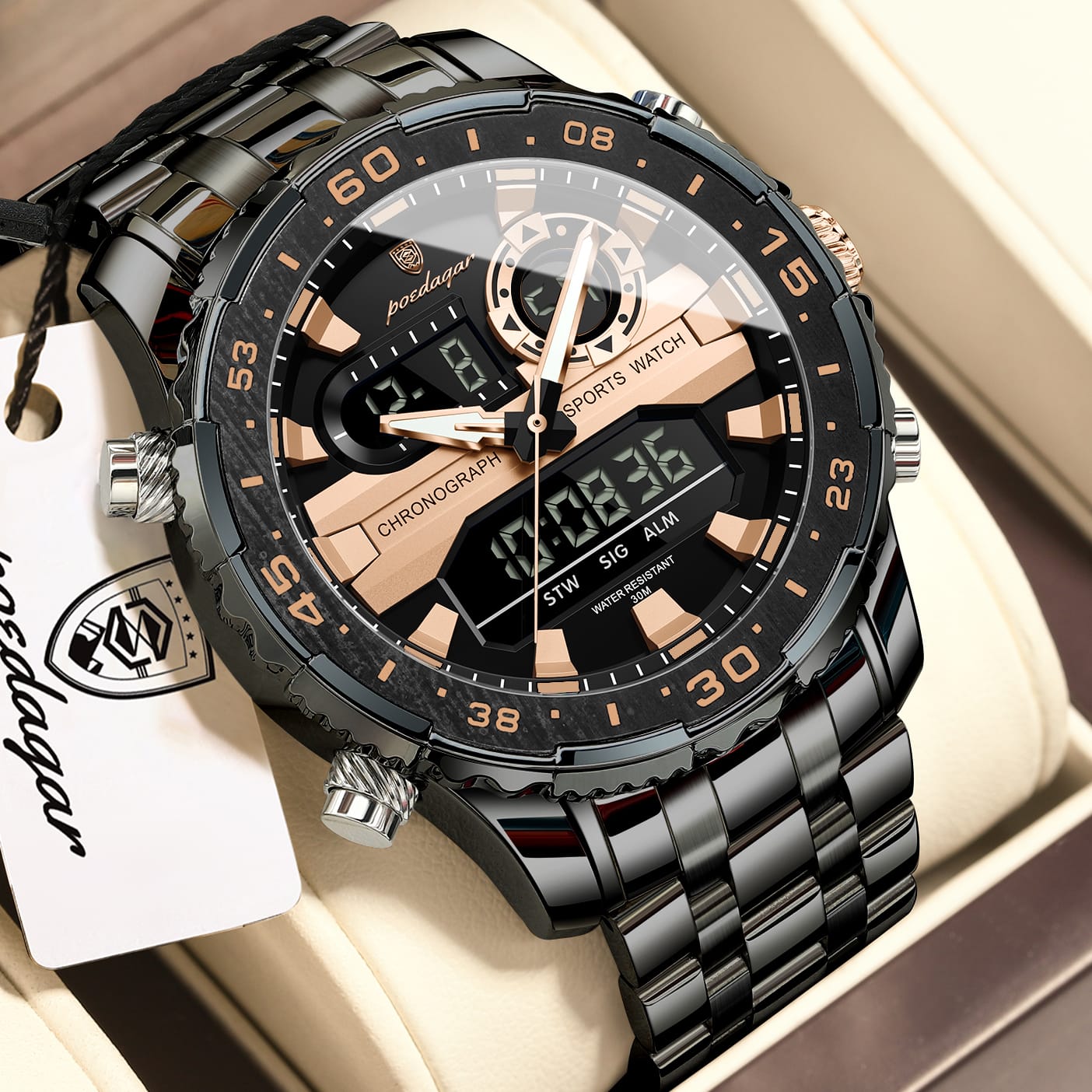Poedagar E122 Men's watch  GoldenBlack