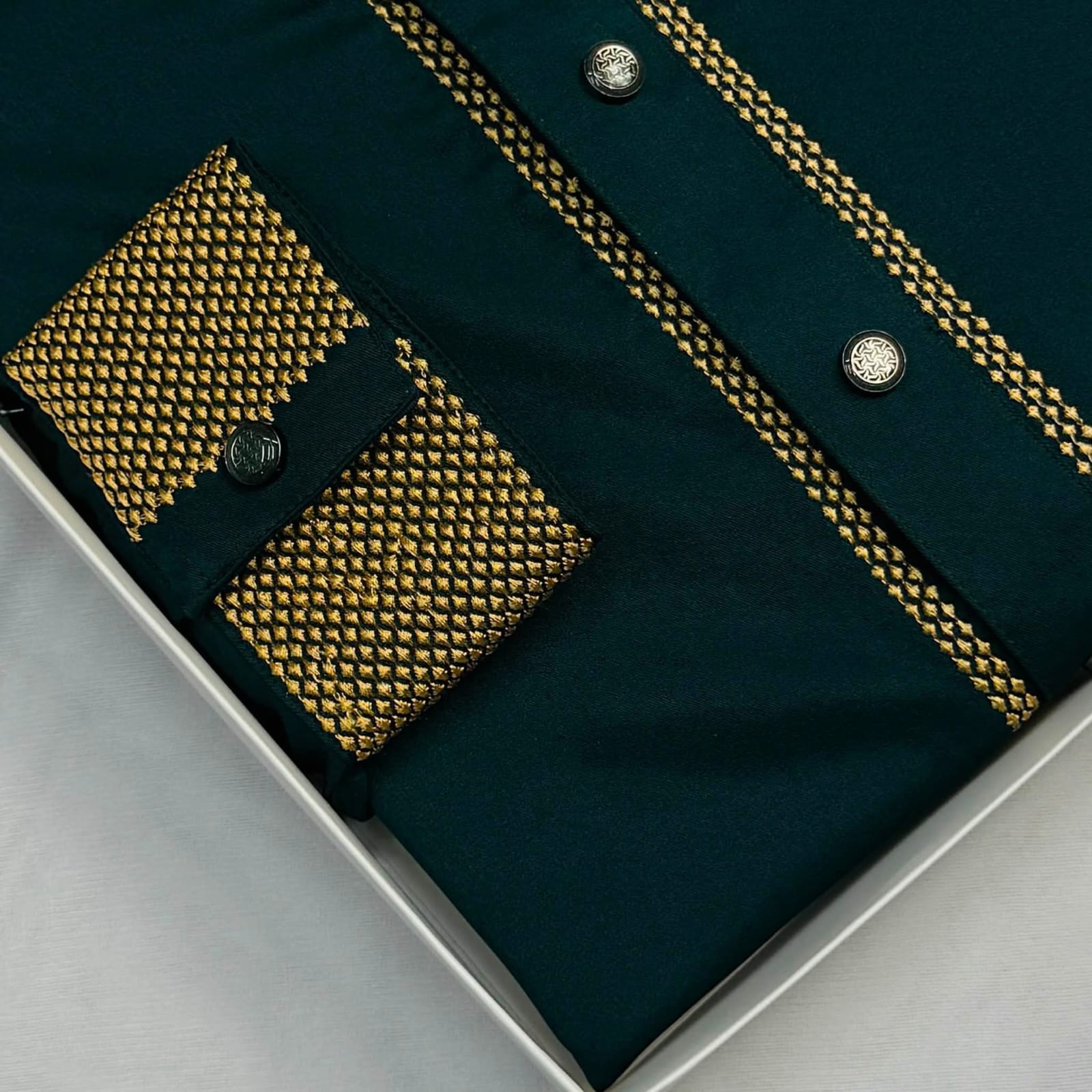 Super Comfortable Bamboo Cotton Embroidery Panjabi SeaGreen thumbnail 4