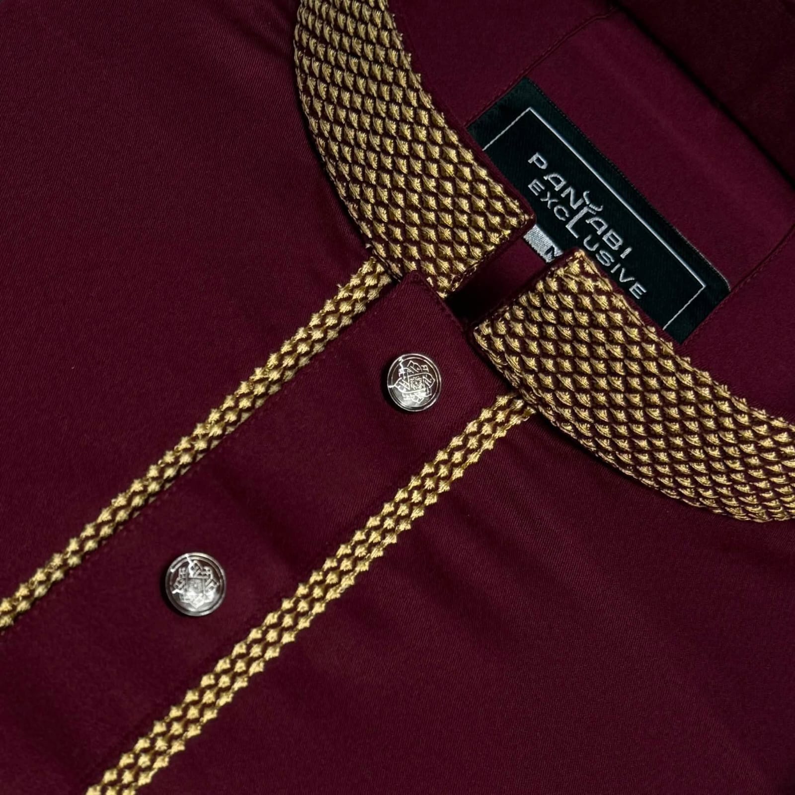 Super Comfortable Bamboo Cotton Embroidery Panjabi Maroon thumbnail 2