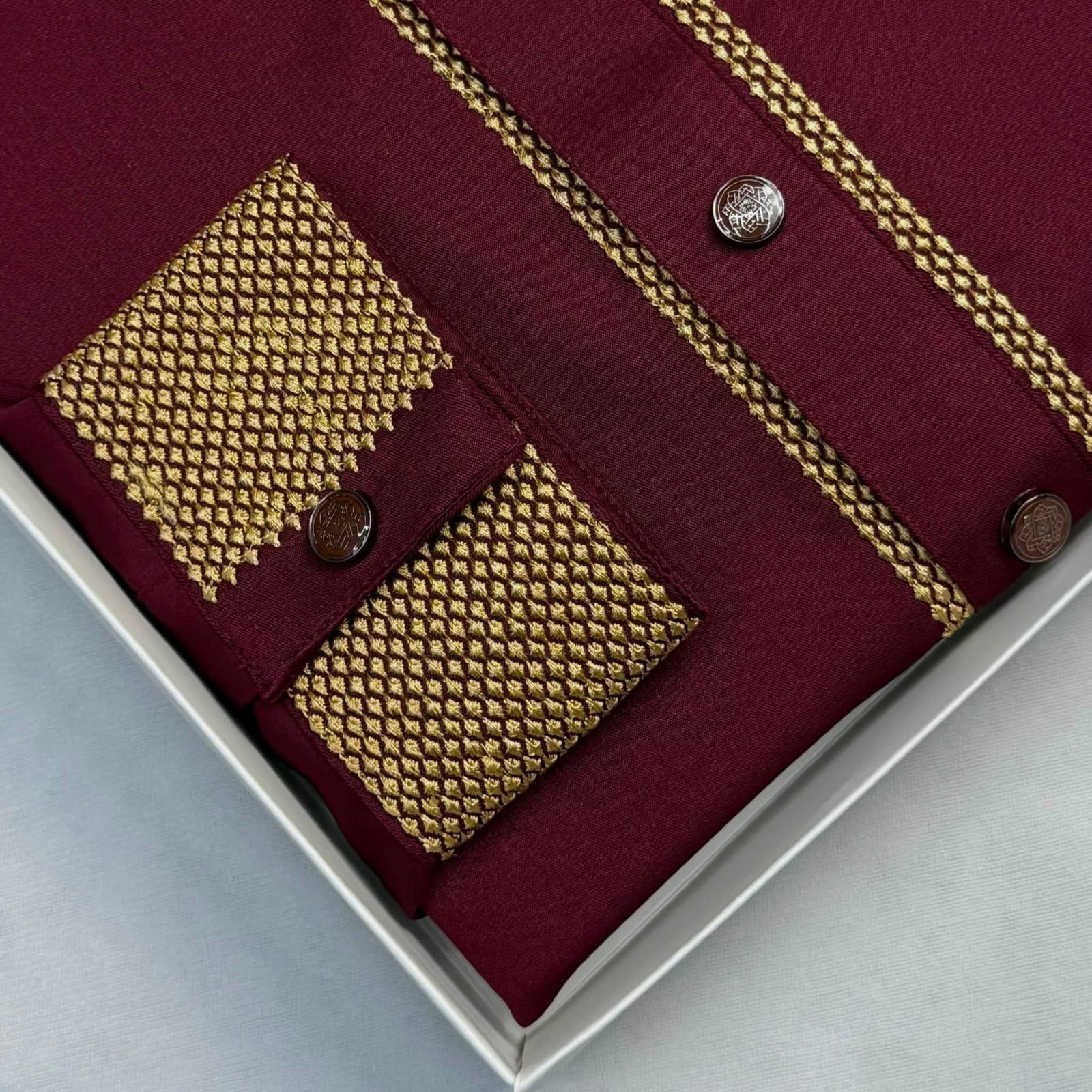 Super Comfortable Bamboo Cotton Embroidery Panjabi Maroon thumbnail 3