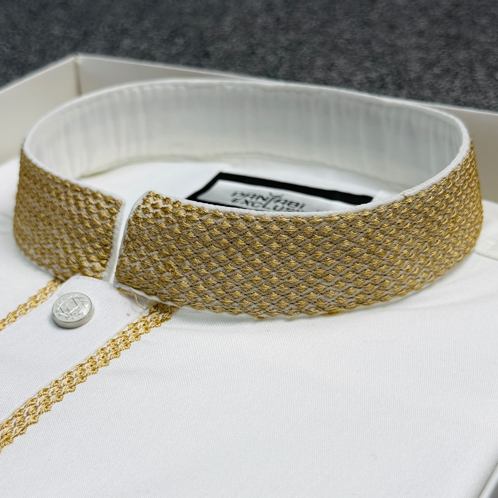 Super Comfortable Bamboo Cotton Embroidery Panjabi White thumbnail 3