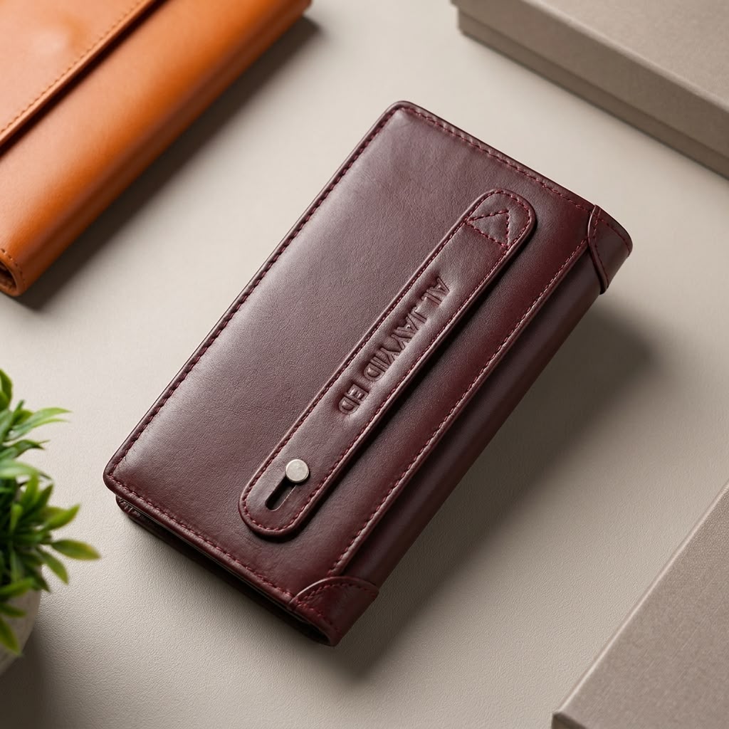 Premium Leather Wallet Long Maroon