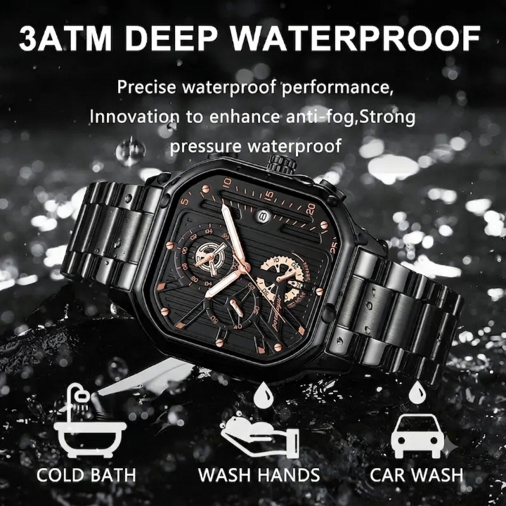 Poedagar 628 Men's Watch Black thumbnail 3