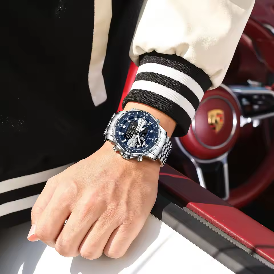 Poedagar E122 Men's watch  SilverBlue thumbnail 5